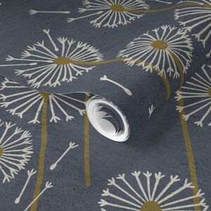 Spoonflower Just Dandy Blue Dandelion Wallpaper 10 Pre-Pasted Rolls 2x9